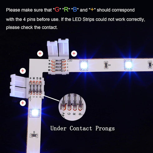 SUPERNIGHT 4Pin LED Light Connectors, 10mm Wide Right Angle Corner T-Shape Solderless Adapter Terminal Extension for 5050 3528 RGB Led Strip Light...