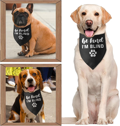 Be Kind I'm Blind Triangle Dog Bandana Blind Dog Devices for Blind Dogs Funny Puppy Bandana Photo Prop Pet Scarf Accessories for Pet Dog Lovers Gi...