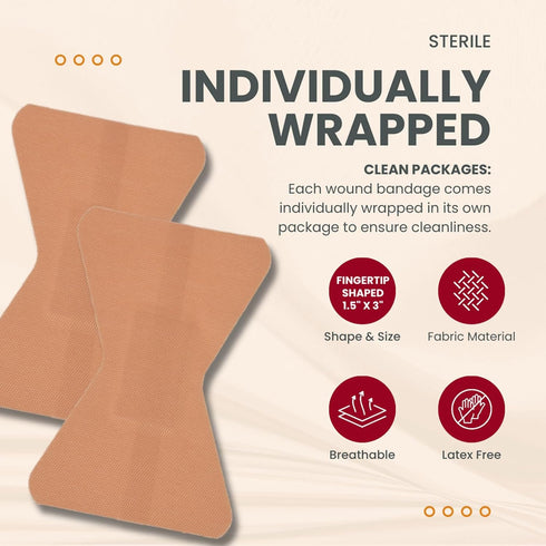 Dealmed Fabric Fingertip Flexible Adhesive Bandages – 100 Count (1 Pack) Bandages with Non-Stick Pad, Latex Free, Wound Care for First Aid Kit, 1 ...
