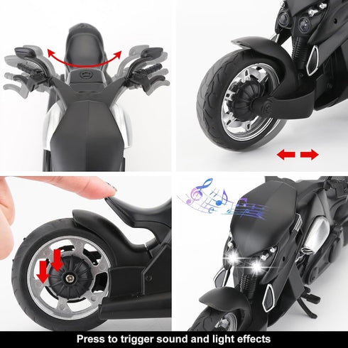 BDTCTK 1:12 Compatible for Travertson V-rex Motorcycle Toy Car, Model Car, Collection and Decoration Gift Toy for Adults and Kids Boy Girl (Black)...