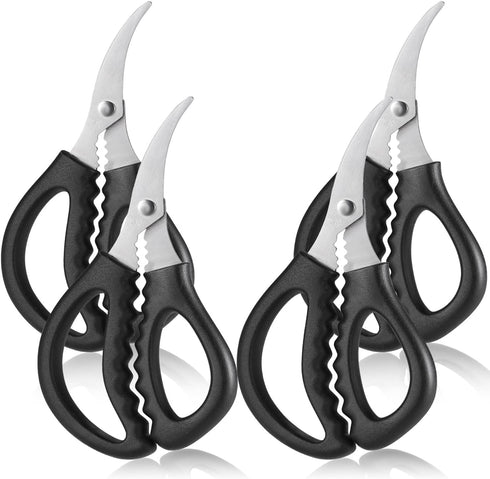 4PCS Seafood Scissors Crab Scissor Stainless Steel Seafood Fish Crab Shrimp Lobster Scissors for Kitchen, Multifunctional Crab Leg Crackers and To...