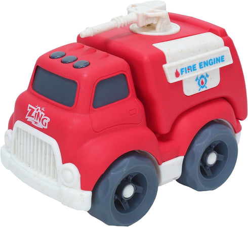 Zing Plantastic City Vehicles - Single Pack (Medium Size) - Fire Truck - Made from 40% Wheat Straw Material – Pretend Play Toy for Age 3 and Up...
