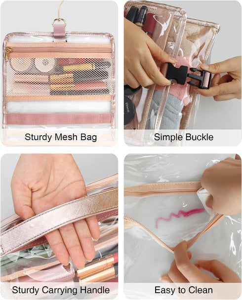 Travel Hanging Toiletry Bag for Men Women with Clear TSA Approved Toiletry Bag, Travel Kit Shaving Bag Waterproof Large Makeup Bag Wash Bag Makeup...