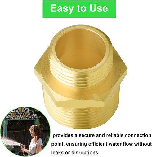 3/4" GHT Male x 1" NPT Male Garden Hose Adapters, Brass Garden Hose Repair Fittings, Water Hose Connector (2 Pack Brass)...