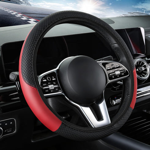 Universal 15 Inch Elastic Steering Wheel Cover - All-Season Comfort: Warm in Winter, Cool in Summer - Microfiber Breathable Ice Silk, Anti-Slip, O...