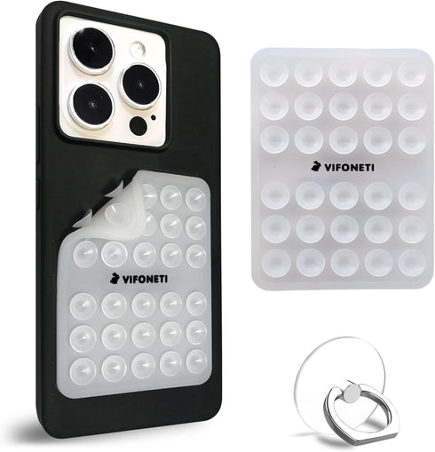 Double Sided Silicone Suction Cup Phone Mount Case for Selfies and Videos - Attach to Glass, Mirrors & Smooth Surfaces Sticky Grip for iPhone and ...