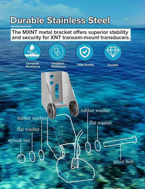XNT Transducer Mount, 740162-1 MHX MXNT Metal Transducer Mounting Bracket for Transducer Mounting Plate, Transducers Bracket for Si G2N Transom Mo...