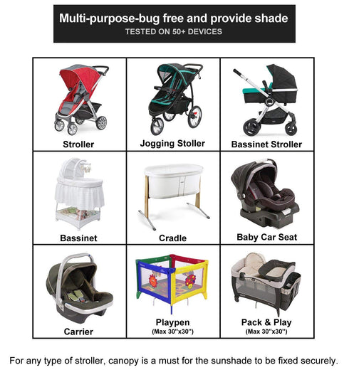 Stroller Mesh Shade Stroller Net Cover Baby Car Seat Carrier Shade-Ventilated and See Through Mesh...