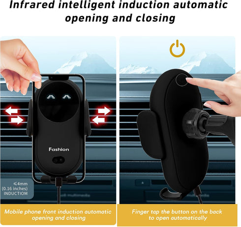 Wireless Car Charger Mount,MAX 15W Qi Fast Charger, Wireless Car Charger Air Vent, Automatic Clamping Phone Holder for iPhone 13/12/11//XS/XR/8, S...