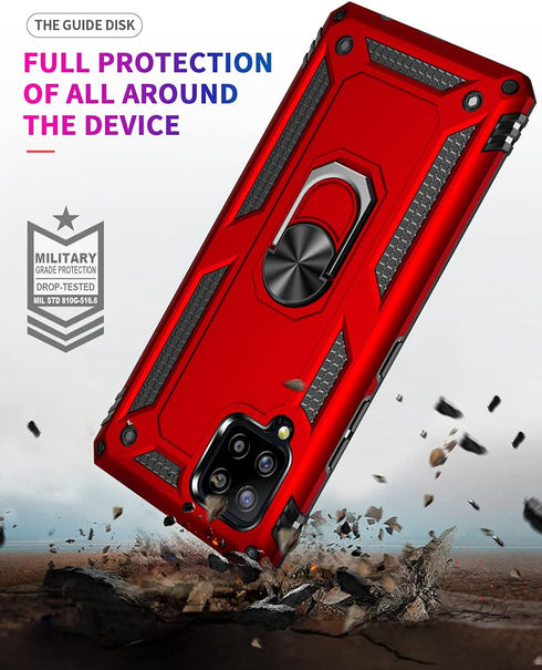 for Samsung Galaxy A42 5G Case with HD Screen Protectors, Military-Grade Metal Ring Holder Kickstand 15ft Drop Tested Shockproof Cover Case for Sa...