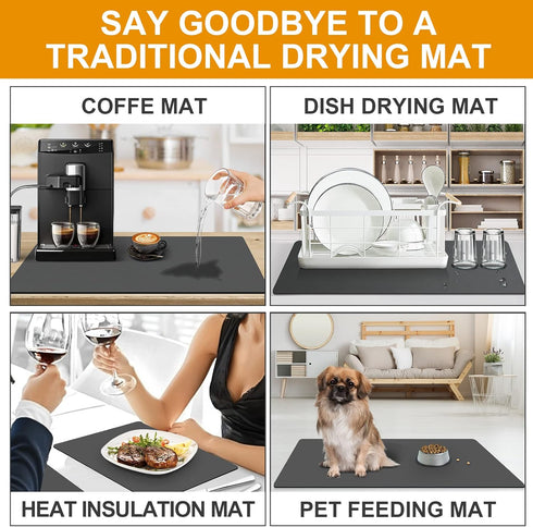 Dish Drying Mats for Kitchen Counter Coffee Mat Under Sink Mats for Kitchen Waterproof Dish Mat Drying Kitchen Mat Bar Mats for Countertop Coffee ...