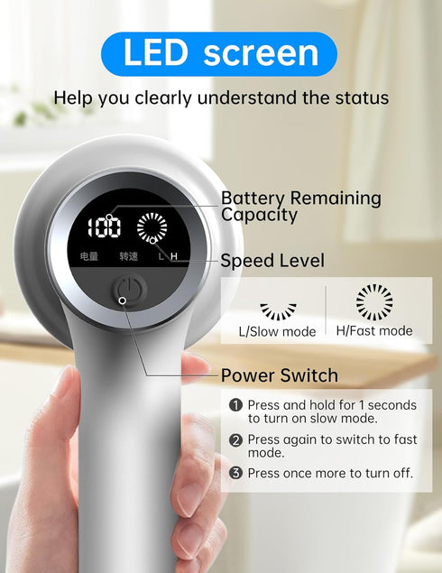 Electric Spin Scrubber, Bathroom Scrubber Rechargeable Shower Scrubber for Cleaning Tub/Tile/Floor/Toilet?Cordless Scrubber with Battery Level Dis...