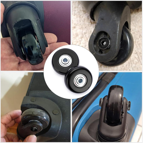 OwnMy 45mm x 18mm Luggage Wheels Replacements Set of 4 Mute Suitcase Replacement Wheels with Black Screws Axles Bearings, Rotatable Rubber Luggage...
