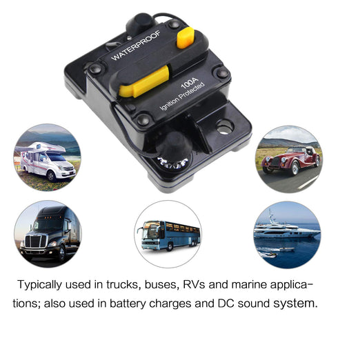 12V-36V DC Manual Reset Button 100 Amps Waterproof Circuit Breaker for Car Rv Marine Automotive Stereo Audio Electronic Motor System...