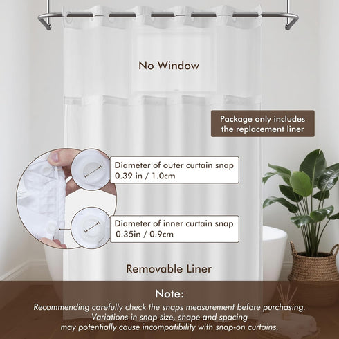 Barossa Design Long Fabric Snap-in Replacement Liner 70" W x 57" H - Hotel Style Removable Inner Liner with 2 Magnets, Machine Washable & Water Re...