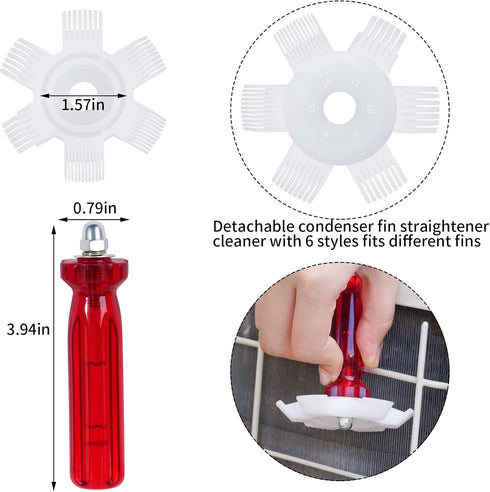 5 Pcs Air Conditioner Fin Cleaner Set 3 Fin Combs Condensers Fin Straighteners and 2 Condenser Brushes Condenser Repair Clean Set...