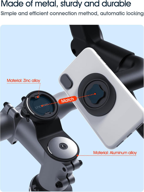 Bike Phone Mount,Mountain Bicycle Stem Cell Phone Holder,Universal Aluminum Handlebar Phone Clamp,MTB / Road E-Bike Cycling Mobile Phone Clip,Quic...