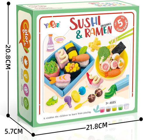Sushi Play Food Playset Play Dough Sets for Kids Ages 4-8 Kitchen Creation Kit Toy with 5 Compound Colors Play Dough Sets for Kids Ages 2-4,Gift f...