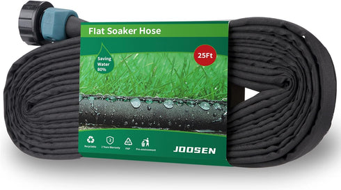 JOOSEN Soaker Hose 25ft 1/2" Flat Double Layer Consistent Drip Hose Saving 80% Water Leakproof Kink Free Vegetable Garden Hose...