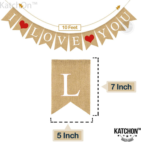 KatchOn, Burlap I Love You Banner - 10 Feet, No DIY | Love Banner for Valentines Day Decorations | Gold I Love You Sign for Valentines Day Decor |...
