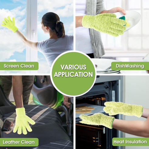 Sibba 2pcs Microfiber Dusting Mitt Gloves Auto Household Cleaning Mittens Cloth Reusable Washable Gloves for Men Women Kitchen House Blinds Plants...