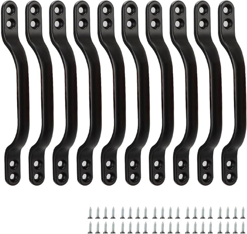 10 Pack Black Barn Door Handles, Heavy Duty Sliding Door Handle, Solid Steel Black Pull for Sliding Doors, Closets, Fences, Gates, Pantries, Garag...