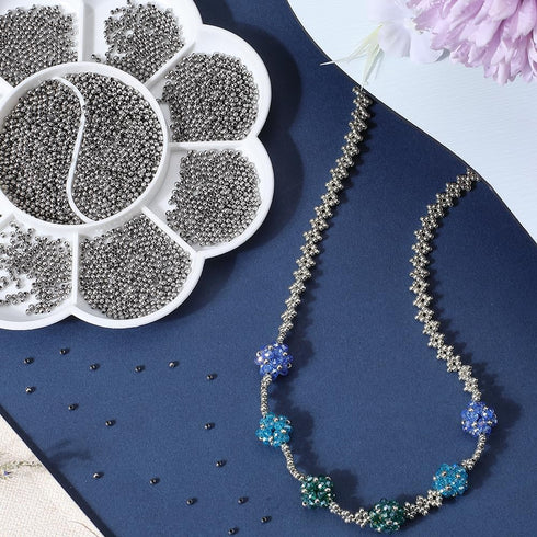 SUNNYCLUE 1 Box 3000Pcs Stainless Steel Beads Bulk 2mm Tiny Mini Round Bead Spacers Ball Beads Crimp Beads Seamed Rondelle Loose Spacer Beads for ...