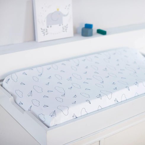Navy Blue Paper Airplanes Changing Pad Cover Organic Cotton Jersey - Super Soft...