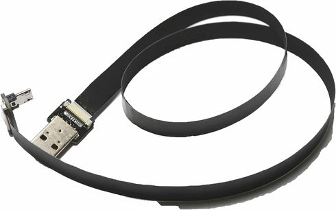 Black FPV Flat Slim Thin Ribbon FPC Cable Micro USB 90 Degree Angle to Standard USB A for sync and Charging (100CM)...