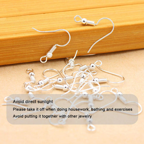 925 Sterling Silver Plated Earring Hooks 150 PCS/75 Pairs,Ear Wires Fish Hooks,500pcs Hypoallergenic Earring Making kit with Jump Rings and Clear ...
