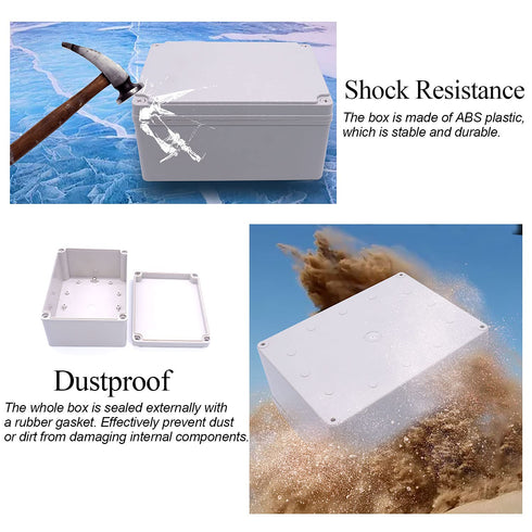 Twidec/Waterproof Dustproof IP67 Junction Box ABS Plastic Electrical Project Box DIY Case Enclosure Gray 8"x 6"x 4"(200 x 150 x 100 mm)...
