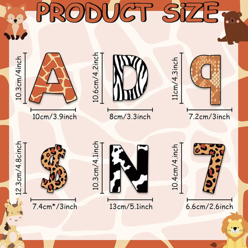 266 Pcs Animal Prints Letters Cutout Safari Classroom Decorations Letters Letter and Number Combo Pack Set for Kids Bulletin Board Display Home Sc...