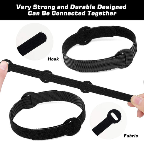 150PCS Reusable Cable Ties - 4+6+8+10inch Multi-Purpose Cable management Hook & Loop Cable Straps Wire Ties,Adjustable Fastening Cord Organizer,Ca...