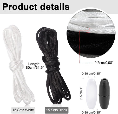 30 Sets Replacement Necklace Cords with Breakaway Clasps DIY Nylon Lanyard Necklace Cord and Plastic Clasp Buckle Breakaway Safety for Pendant(Bla...