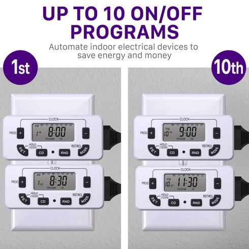 Fosmon 7 Day Programmable Digital Timer for Electrical Outlets, Indoor Plug-in Light Timer Switch, Grow Light Timer 125V 15A Electric Wall Timer f...