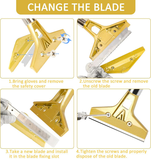 Razor Blade Scraper, 4 In Floor Scraper Tool with 20PCS Extra Metal Blades, Paint Scraper Ideal for Cleaning Stove Top, Windows, Glass, Tiles, Wal...