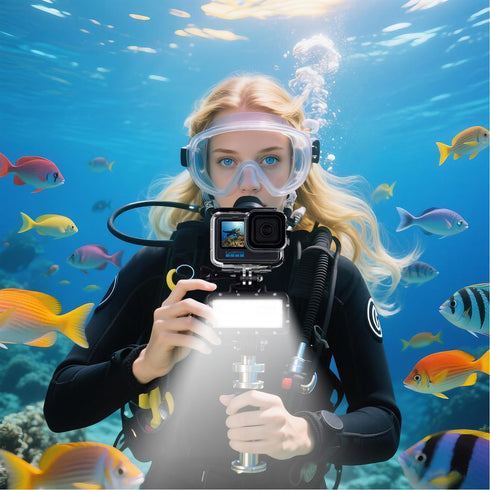 Suptig Diving Light High Power Dimmable Waterproof LED Video Light Fill Night Light Diving Underwater Light Waterproof 147ft for Gopro Hero 13/Her...