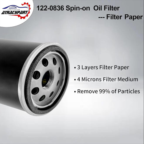 122-0836 Oil Filter ?Replacement For RV QG 5500/7000 Series HGJAA HGJAB HGJAC Spin-on ?Replaces# 01220836, B7238, PH2875, PH10027...