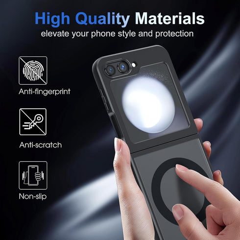 Magnetic Case for Galaxy Z Flip 5 5G Case, Compatible with Mag Safe Wireless Charger, Translucent Frosted Matte Back Slim Fit Shockproof Protectiv...