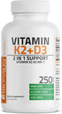 Bronson Vitamin K2 (MK7) with D3 Supplement Bone and Heart Health Non-GMO Formula 5000 IU Vitamin D3 & 90 mcg Vitamin K2 MK-7 Easy to Swallow Vita...