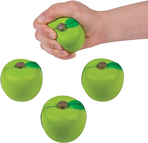 Green Apple Shaped Stress Toys - 12 Pieces - Educational and Learning Activities for Kids...