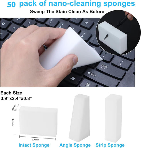 2X Density Magic Sponge Eraser,50 Pack Multi-Functional Household Cleaning Sponge for Furniture,Extra Thick and Long Lasting Melamine Cleaning Spo...