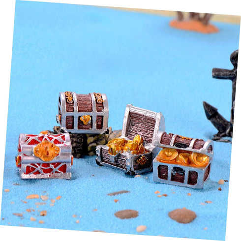4Pcs Treasure for Aquarium Small Fun Fish Tank Aquarium air Decorations Gold Fish Aquarium Decorations Mini Treasure Chest Miniature Treasure Ches...