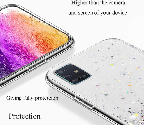 Compatible with Samsung A71 5g Case Clear Glitter Silicone, Phone Samsung Galaxy A71 5g Case Glitter Sparkle Pink Shockproof Thin Cover (Clear)...