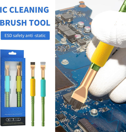2Pcs ESD Safe Anti Static IC Cleaning Brush Tool for Phone Motherboard Ic Brush Ideal for IC Glue Removal,PCB Cleaning,and Mobile Phone Repair - W...