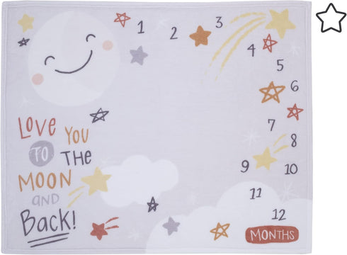 Little Love by NoJo Celestial Grey, Gold and Orange Love You to The Moon & Back Super Soft Photo Op Milestone Baby Blanket...