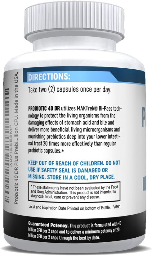 Probiotics for Women and Men 40 billion CFUs Living Probiotics 20x more effective wth Maktrek...