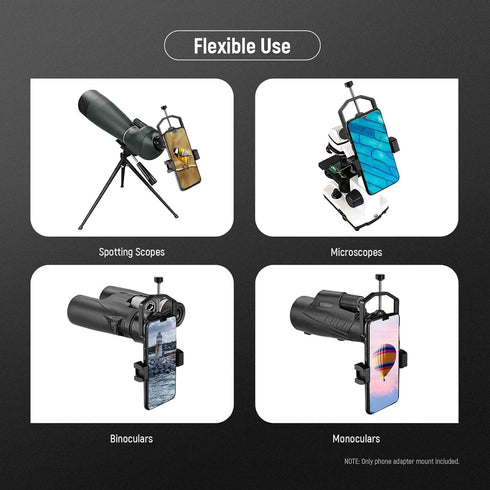 NEEWER Metal Telescope Phone Mount, 2.09"-3.54" Universal Cell Phone Mount for Spotting Scope Telescope Microscope Binocular Monocular, Fits Eyepi...