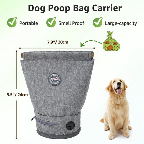 Dog Poop Bag Holder,Dog Walking Bag with Poop Bag Dispenser,Reusable Smell Proof Dog Waste Bag,Pet Poop Pouch with Magnetic Closure,Portable Dog A...