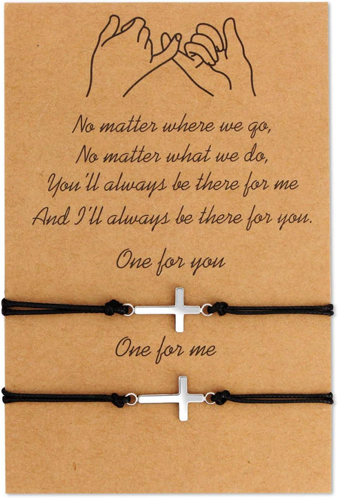 Me&Hz Pinky Promise Bracelet Sunflower/Cross/Heart/Compass Matching Couple Friendship Bracelets Mother Daughter Best Friend Gift for Women...